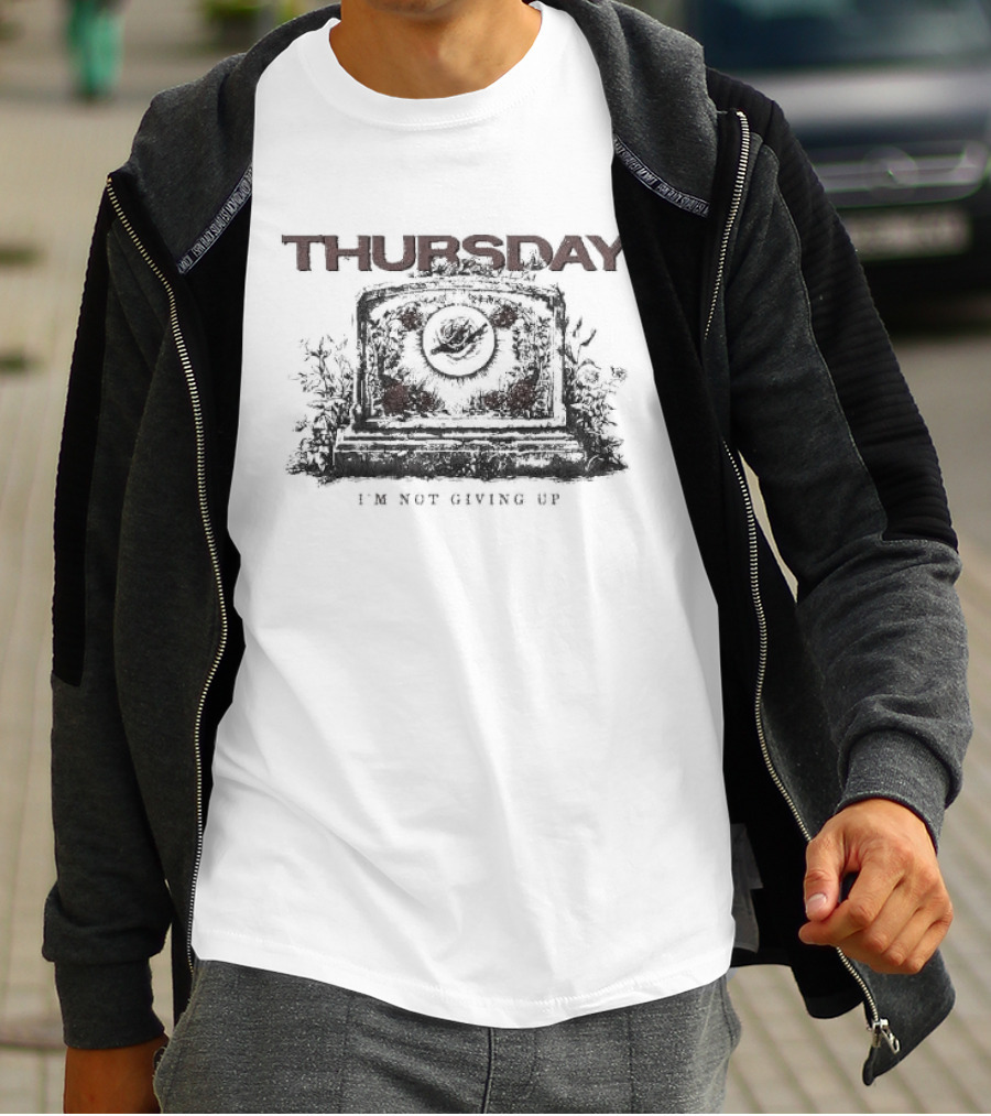 Thursday I'm Not Giving Up Gravestone Red Roses Khaki T-Shirt
