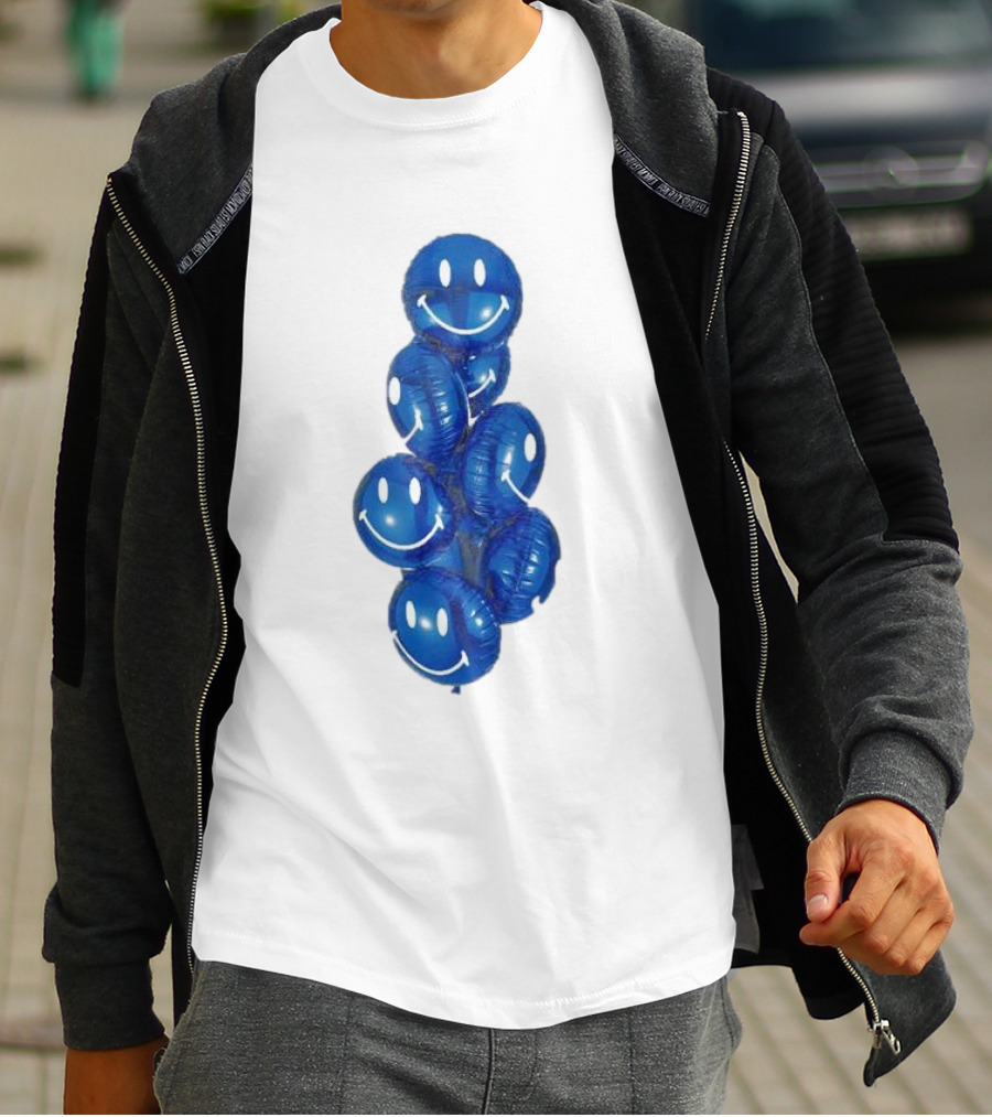 Smiley Celebration Blue Balloons T-Shirt