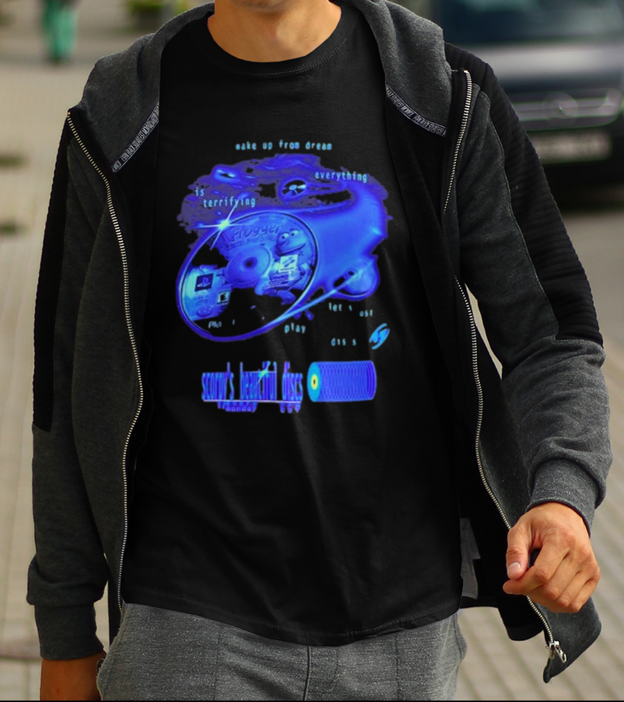 Frogger Everything Is Terrifying Let Yourself Play Scruff's Beautiful Discs CHANNEL17 T-Shirt