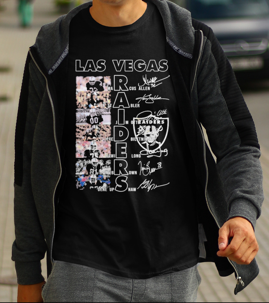 Las Vegas Raiders Marcus Allen Ken Stabler Fred Biletnikoff Howie Long Tim Brown Gene Upshaw Signature Football Legends T-Shirt