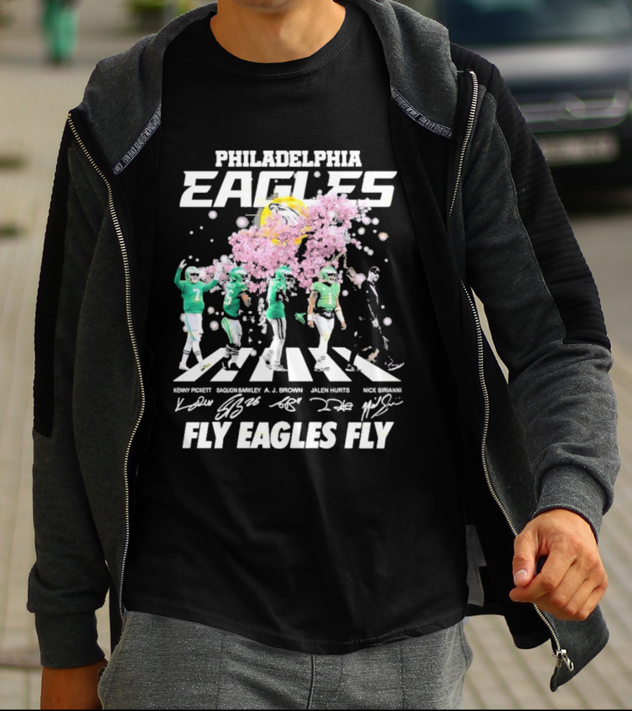 Philadelphia Eagles Fly Eagles Fly Kenny Pickett Saquon Barkley A.J. Brown Jalen Hurts Nick Sirianni Signatures T-Shirt
