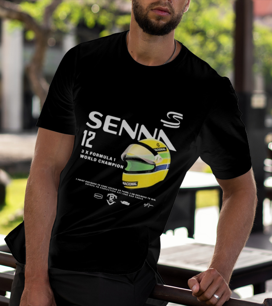 Senna 12 3x Formula 1 World Champion Driven To Perfection São Paulo Helmet T-Shirt