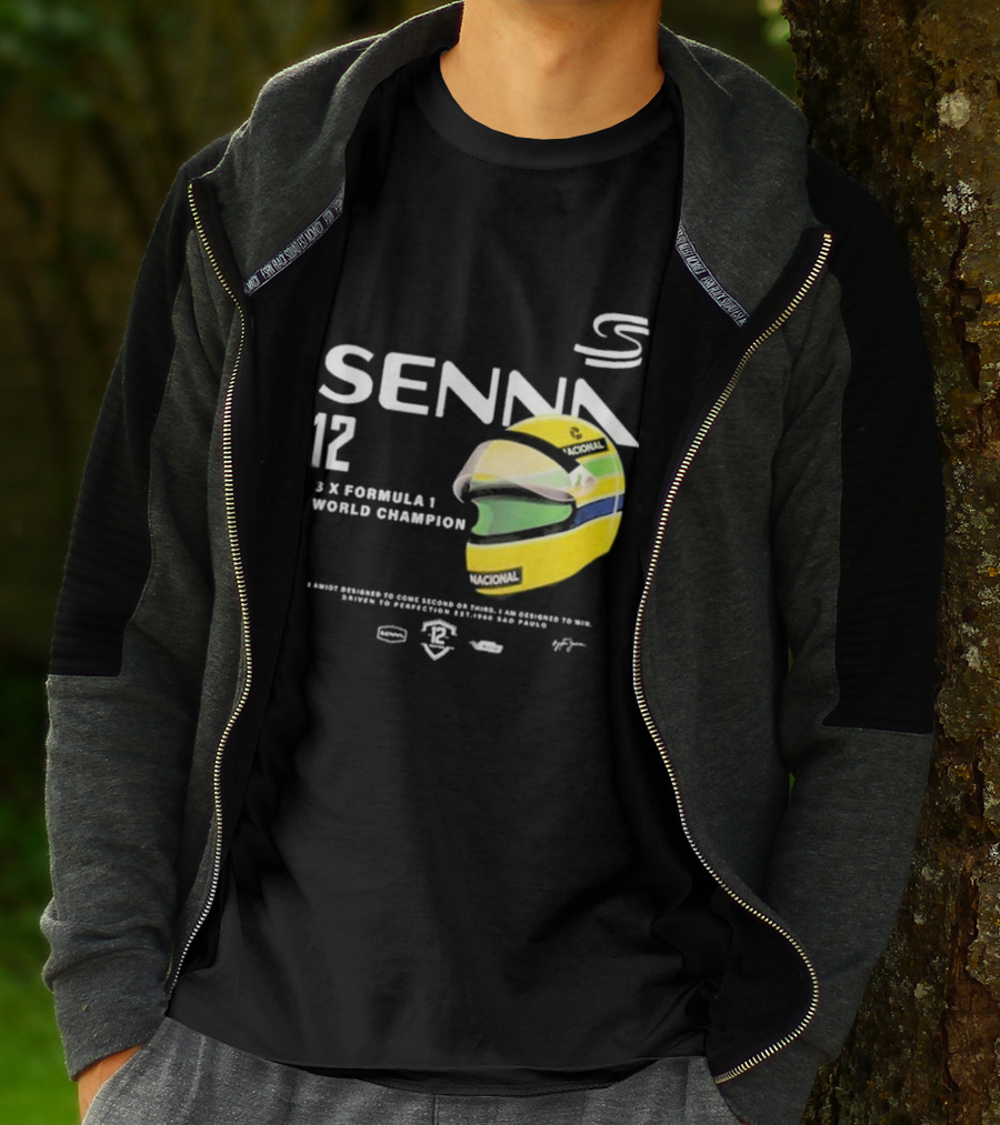 Senna 12 3x Formula 1 World Champion Driven To Perfection São Paulo Helmet T-Shirt