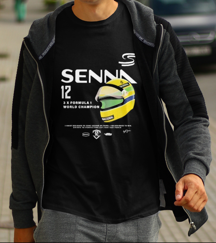 Senna 12 3x Formula 1 World Champion Driven To Perfection São Paulo Helmet T-Shirt