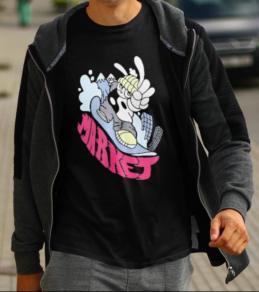 Shibuya Shred Market Snowboarding Rabbit Cartoon T-Shirt