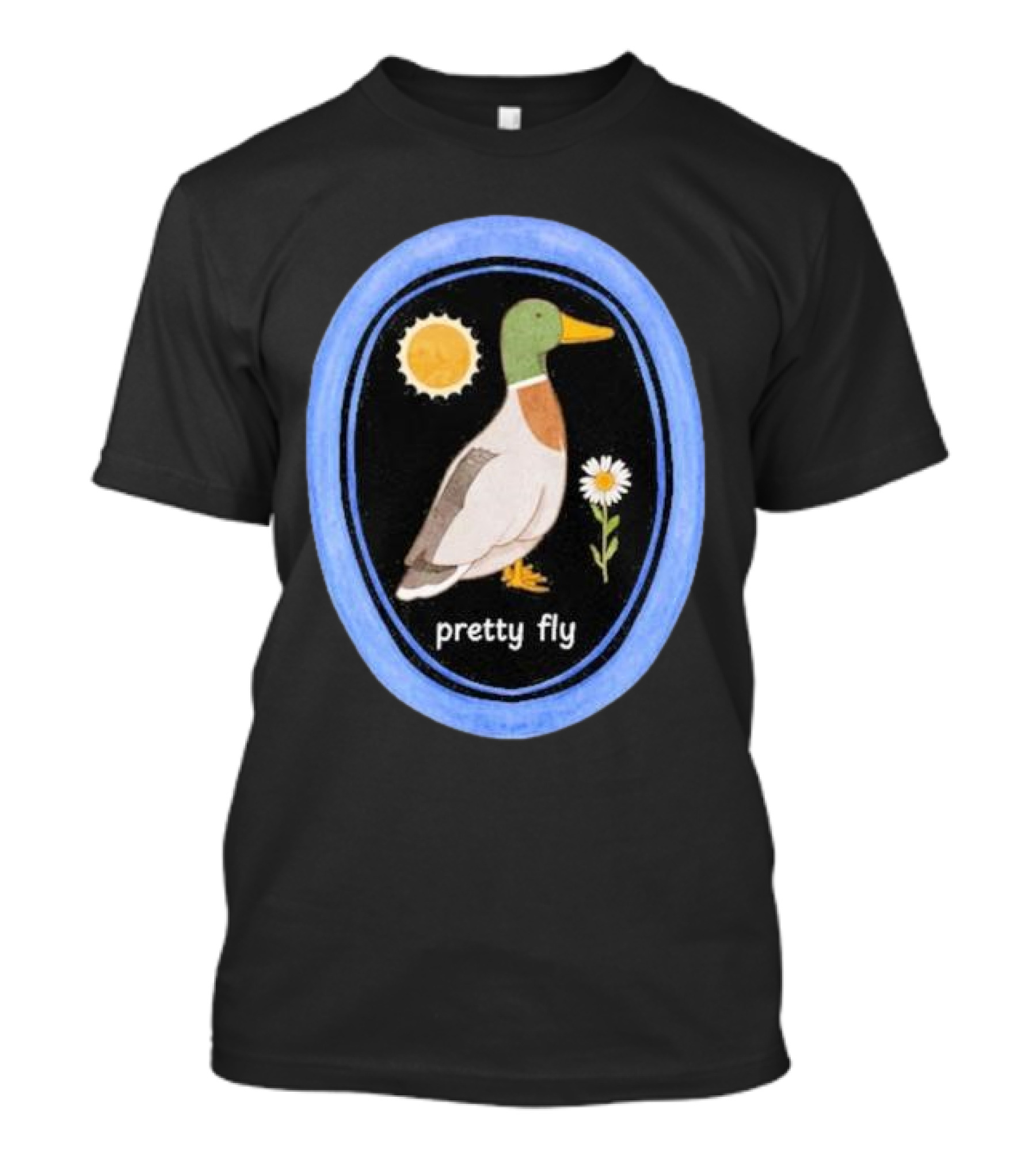 Pretty Fly Duck With Sun And Daisy Oval T-Shirt