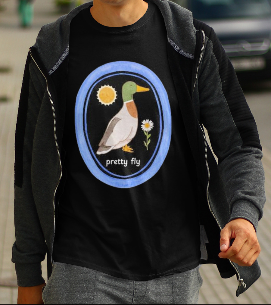 Pretty Fly Duck With Sun And Daisy Oval T-Shirt