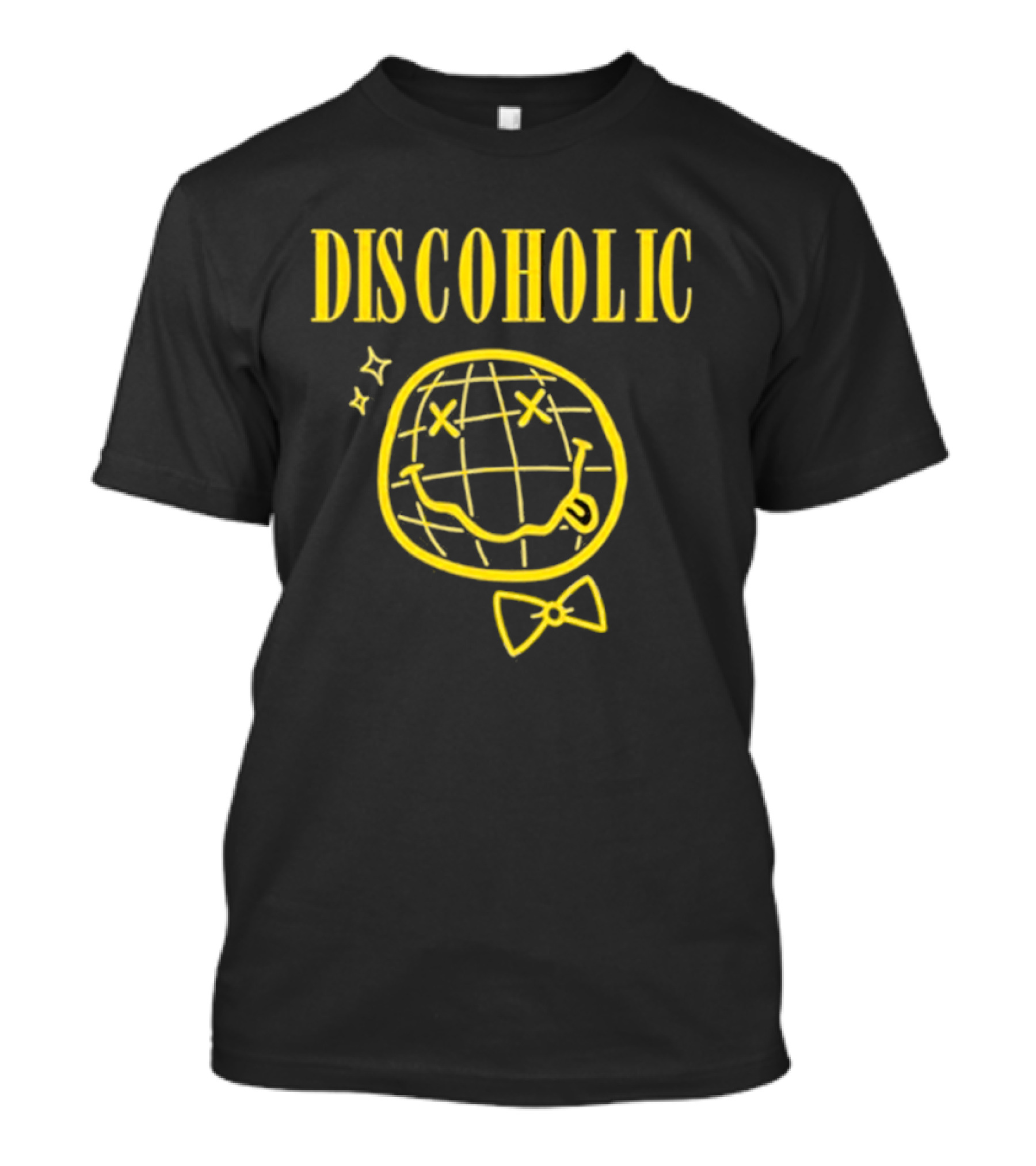 Discoholic Smiley Face With Bowtie And Stars T-Shirt
