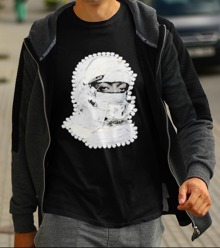 Noissey High Quality Functional Print Pull Over White Masked Figure T-Shirt