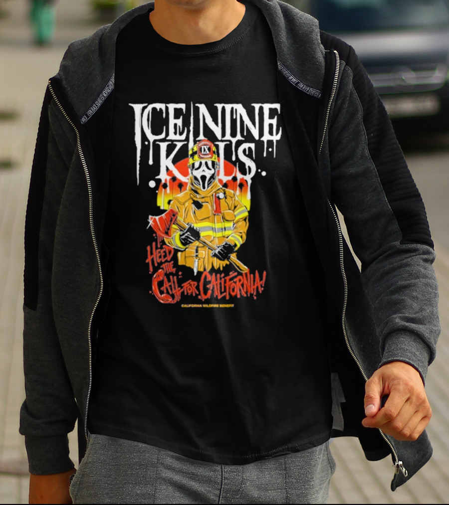 Ice Nine Kills Heed The Call For California Wildfire Benefit Scary Firefighter T-Shirt