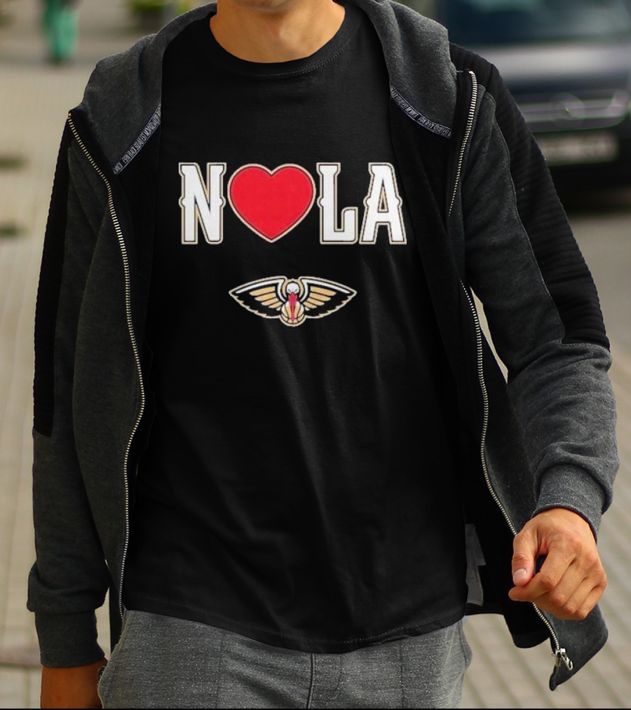 New Orleans Pelicans Heart NOLA Love With Pelicans T-Shirt