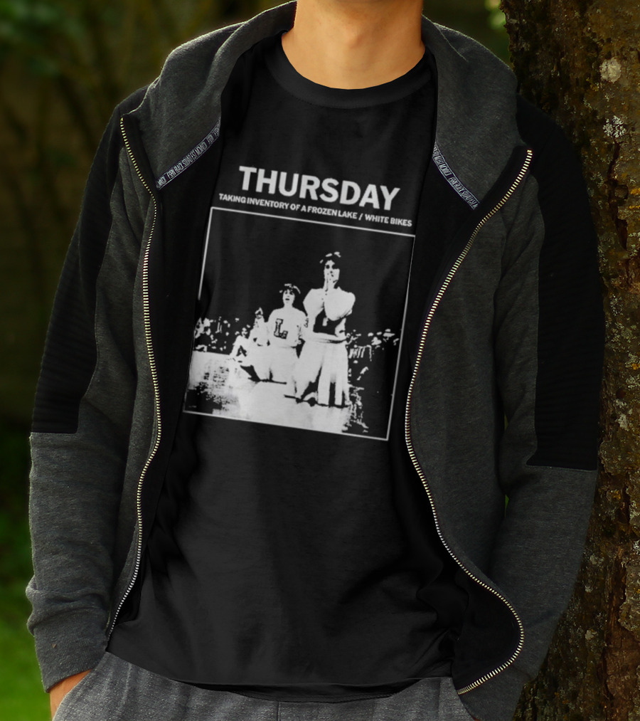 Thursday Taking Inventory Of A Frozen Lake White Bikes Cheerleaders T-Shirt