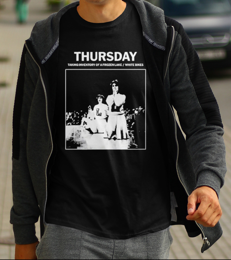 Thursday Taking Inventory Of A Frozen Lake White Bikes Cheerleaders T-Shirt