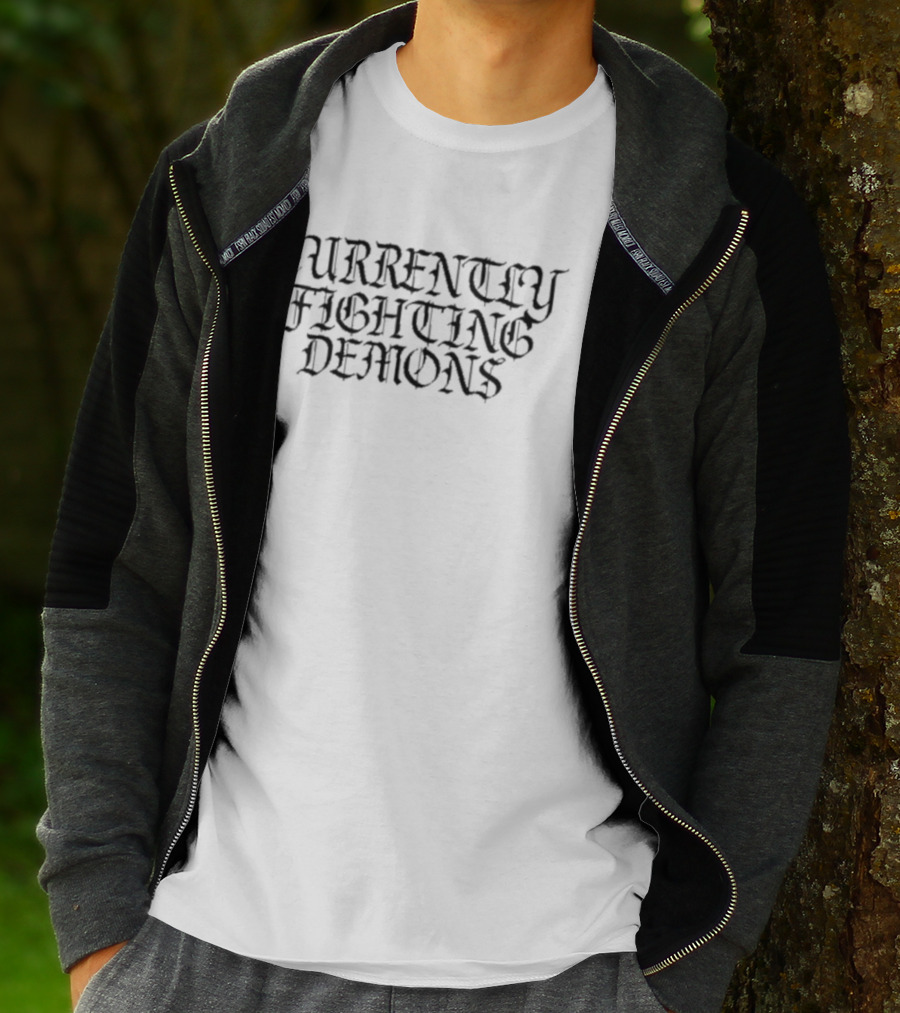 Currently Fighting Demons Xplr Gothic Lettering T-Shirt