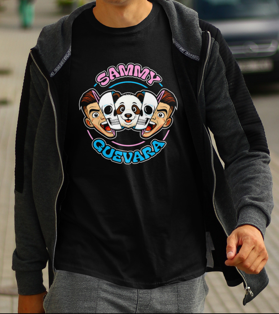 SAMMY GUEVARA PANDA POWER WRESTLER CARTOON FACES T-Shirt