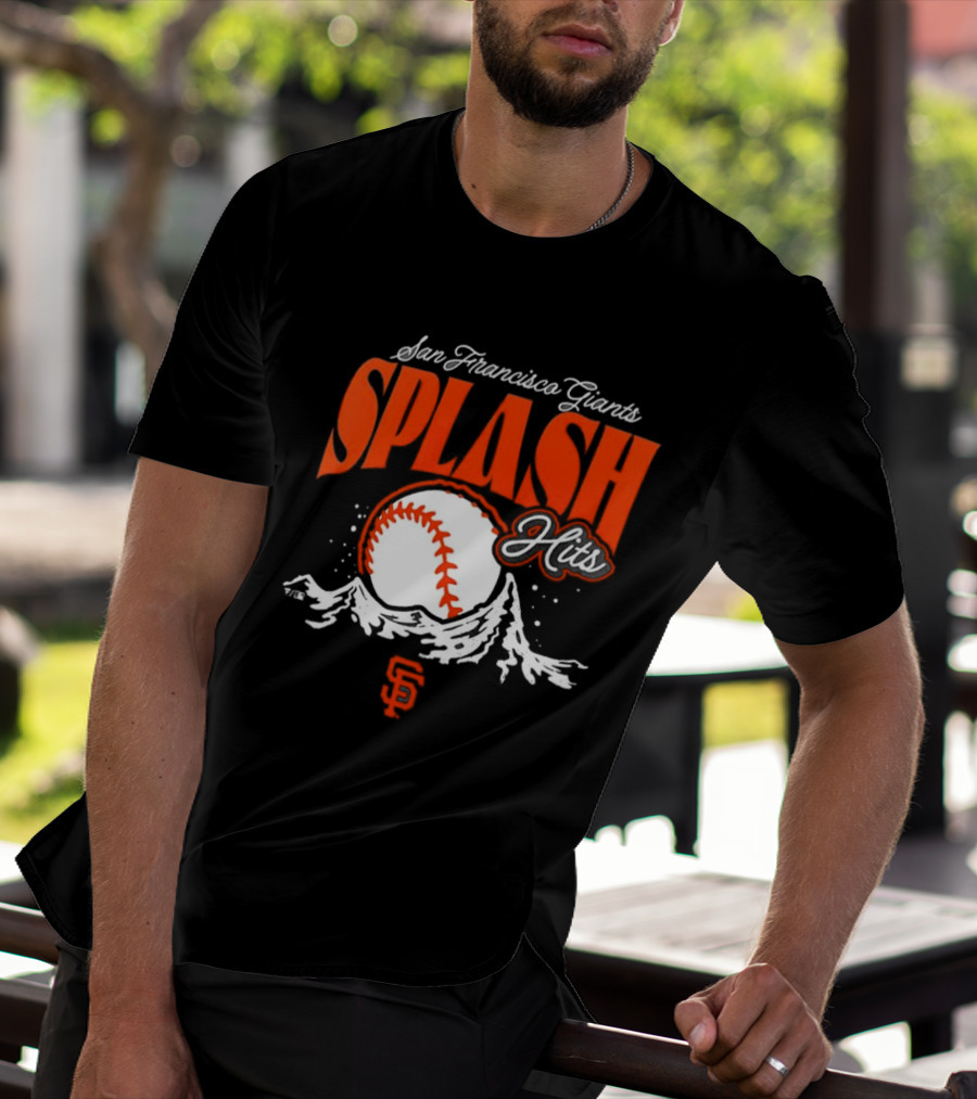 San Francisco Giants Splash Hits Baseball Waves And Number 9 T-Shirt