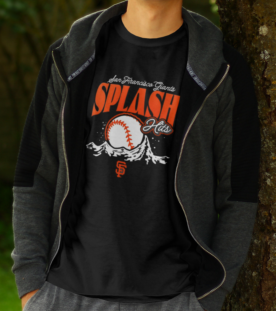 San Francisco Giants Splash Hits Baseball Waves And Number 9 T-Shirt