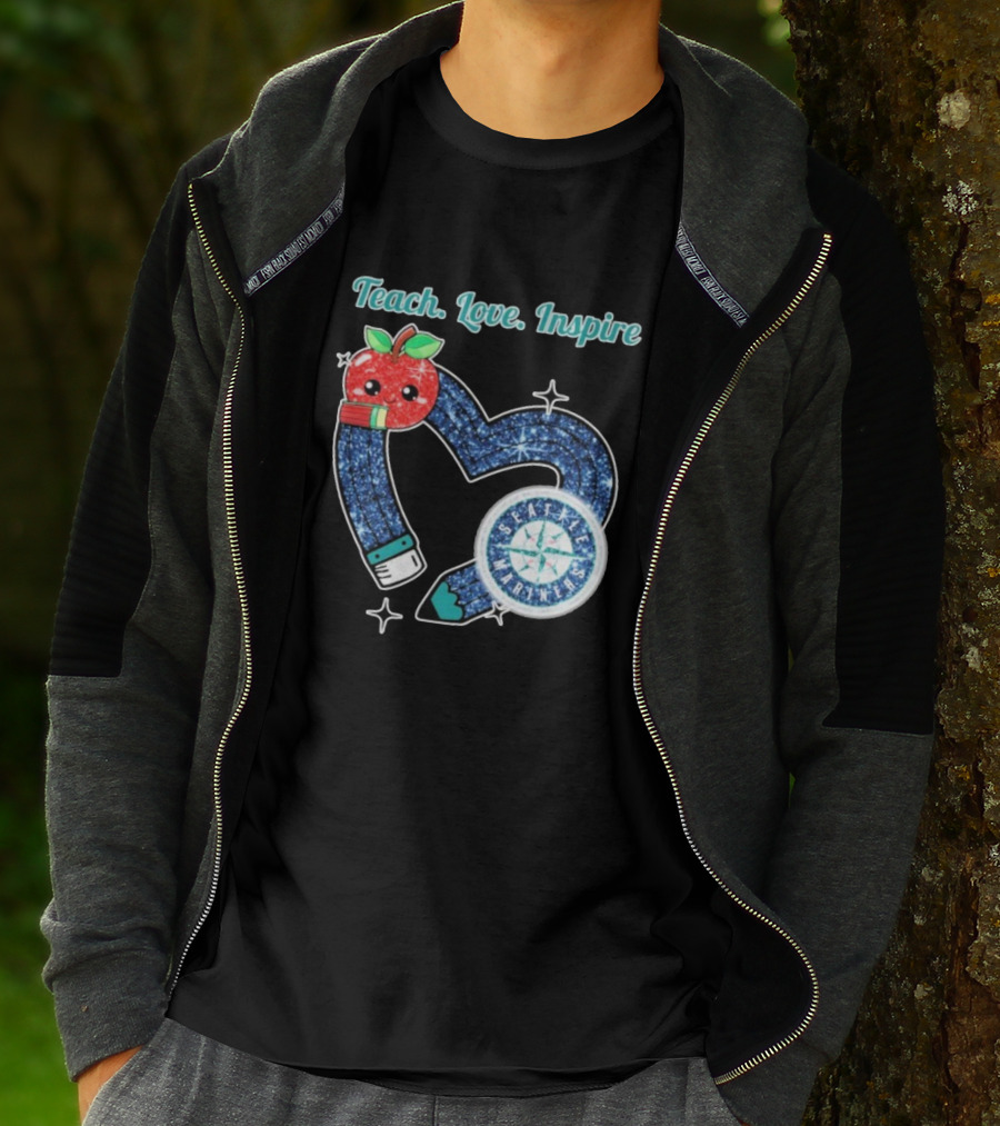 Seattle Mariners Teach Love Inspire Heart Apple Design T-Shirt