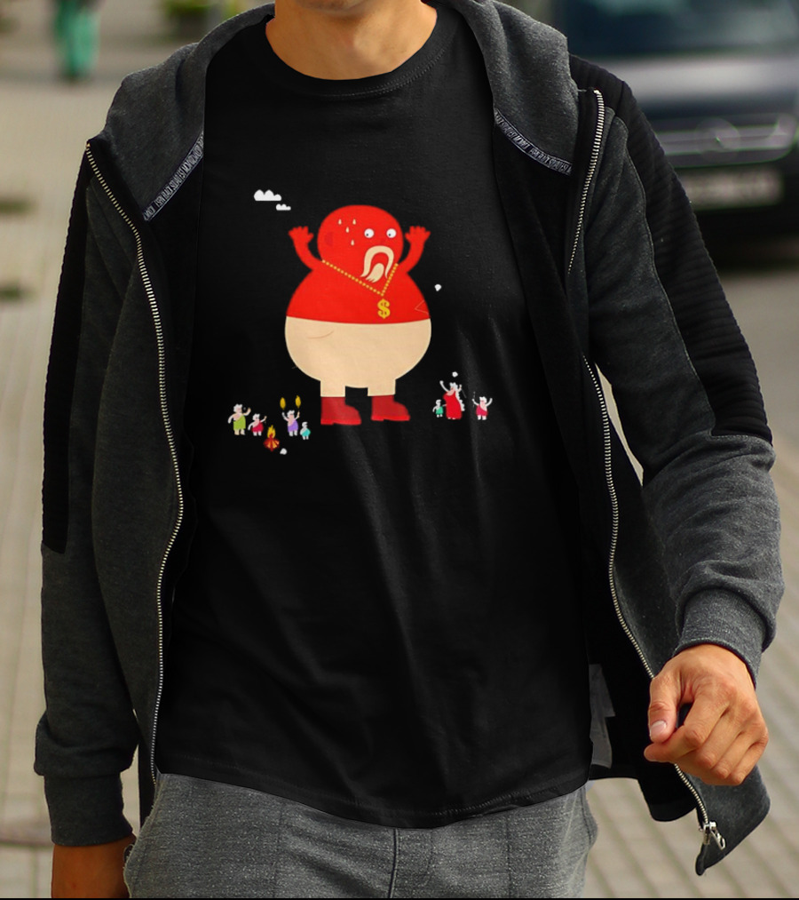 Simon Oxley Neanderfools Giant Red Character Dollar Necklace T-Shirt