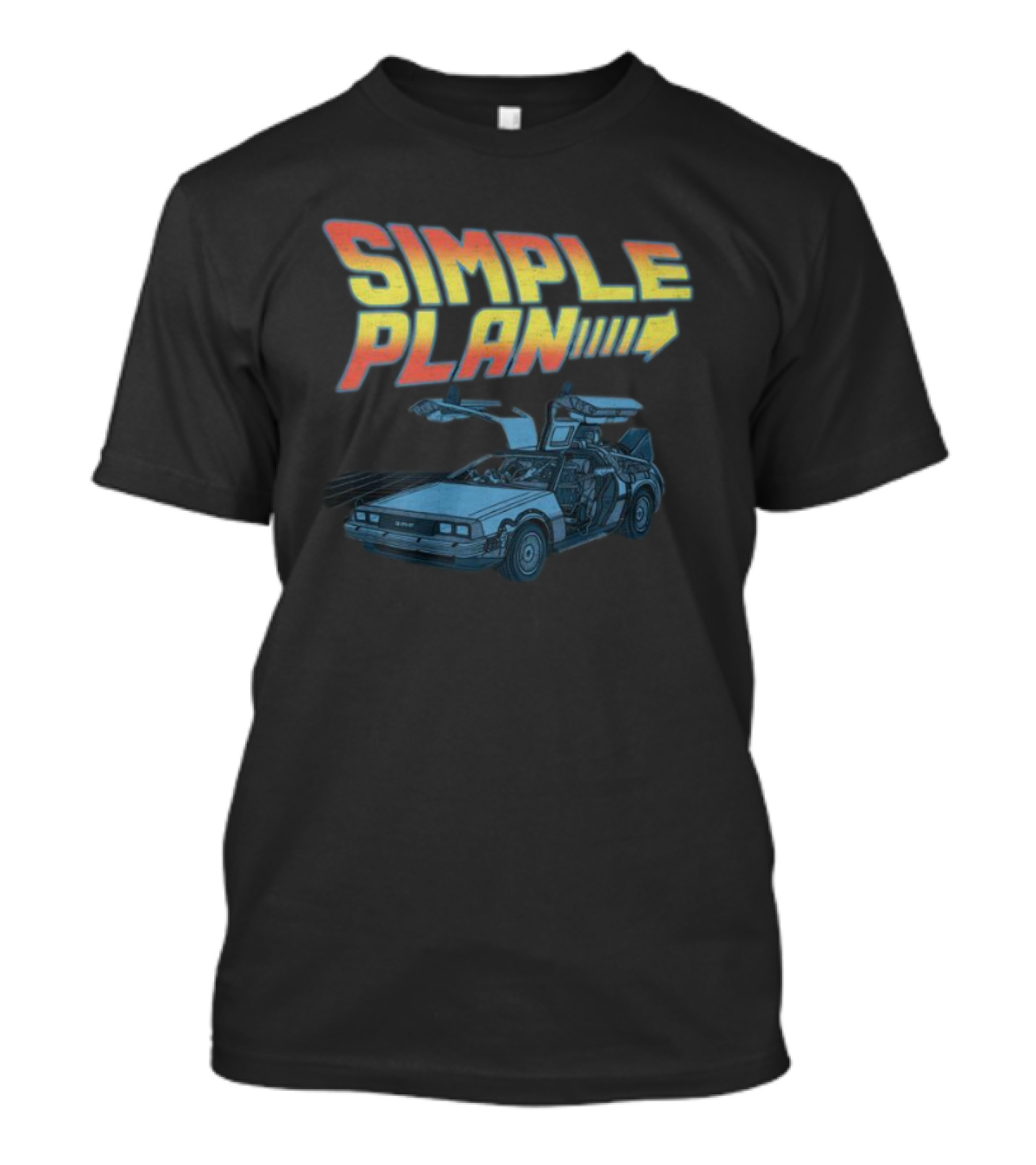 SIMPLE PLAN Time Travel Car Retro Style Cutout T-Shirt