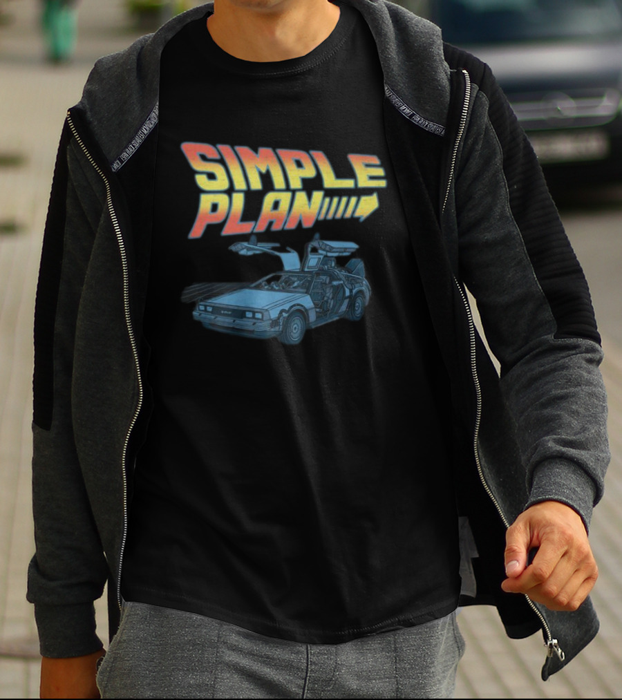 SIMPLE PLAN Time Travel Car Retro Style Cutout T-Shirt