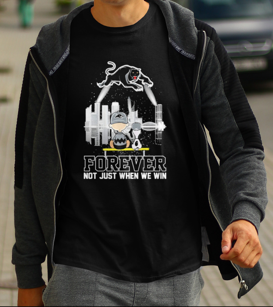 Snoopy Charlie Brown Peanuts Penrith Panthers Forever Skyline Not Just When We Win T-Shirt