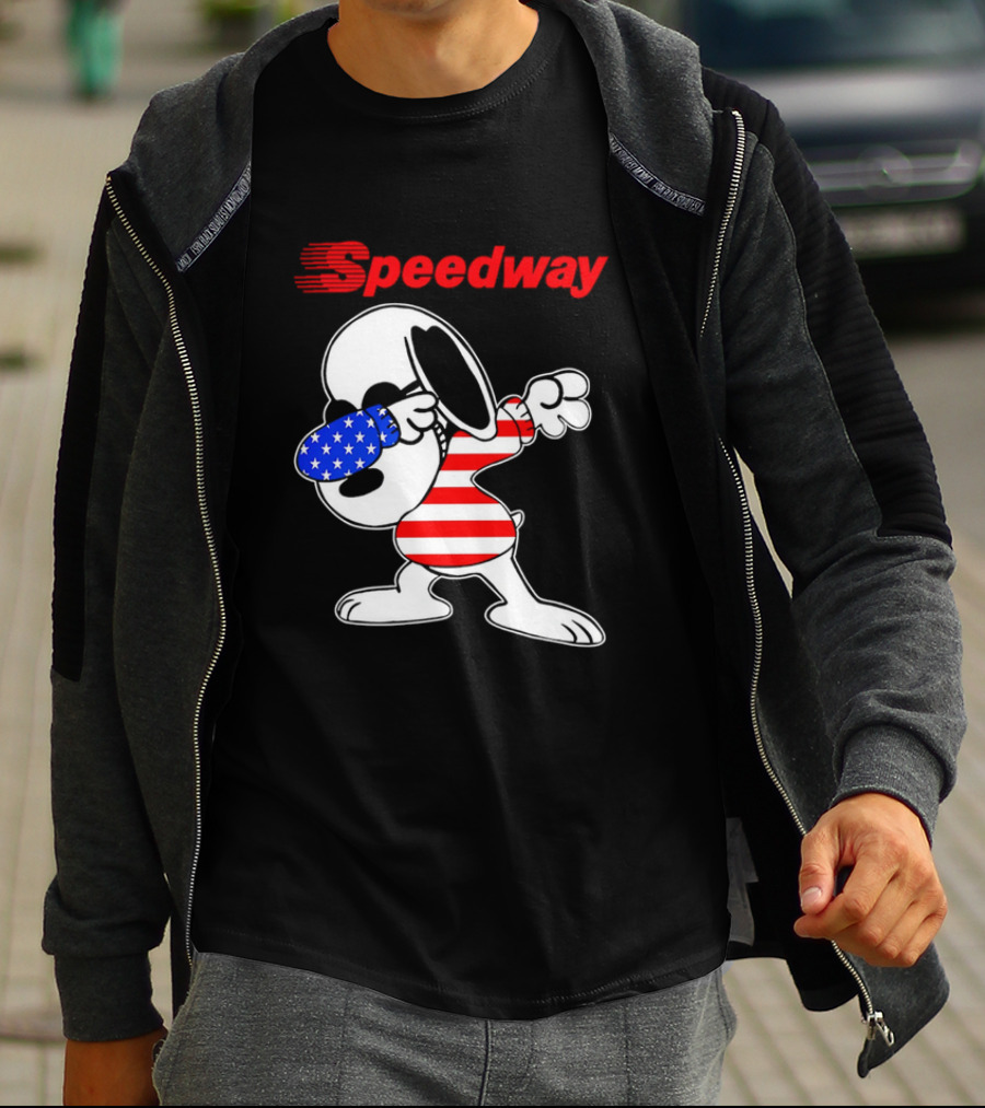 Speedway Snoopy Dabbing American Flag Outfit T-Shirt