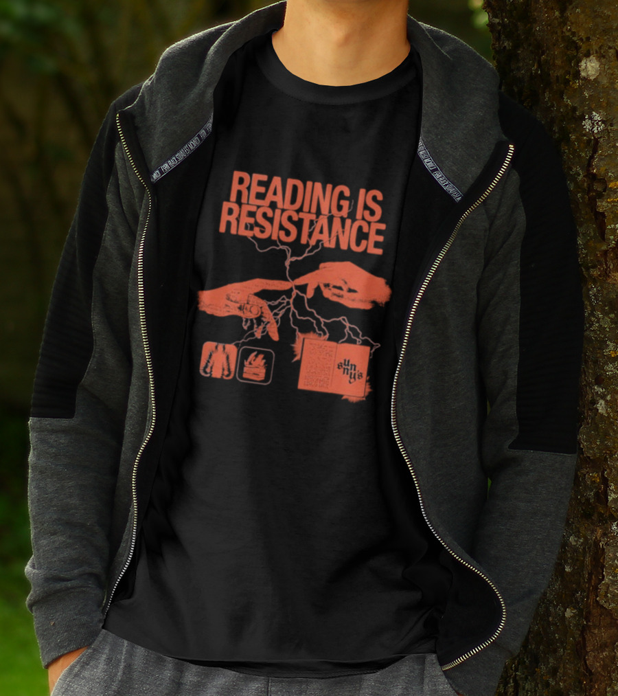 Sunnys Book Truck Reading Is Resistance With Hands And Open Books T-Shirt