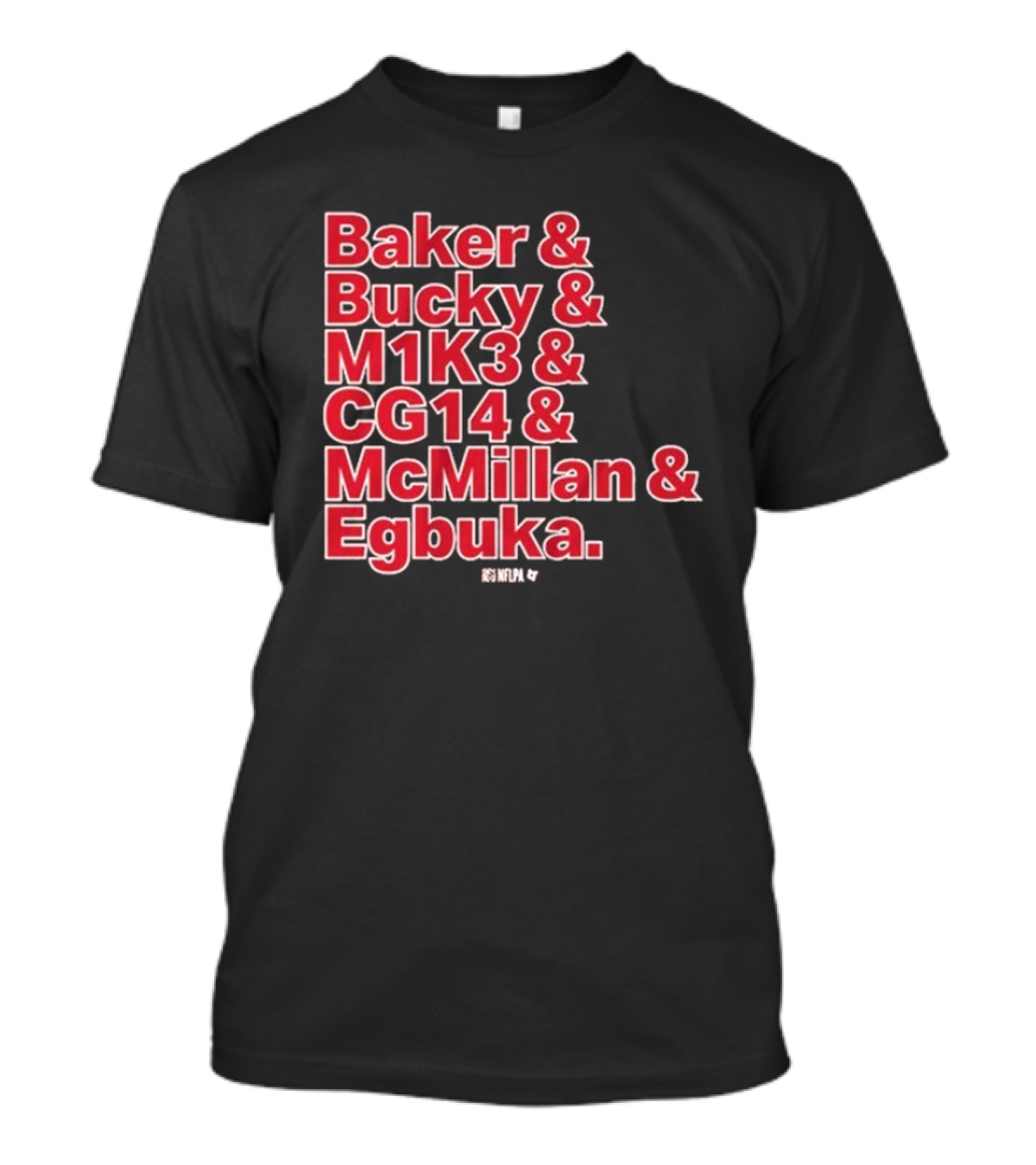 Baker & Bucky & M1K3 & CG14 & McMillan & Egbuka Names Tampa Bay Buccaneers T-Shirt