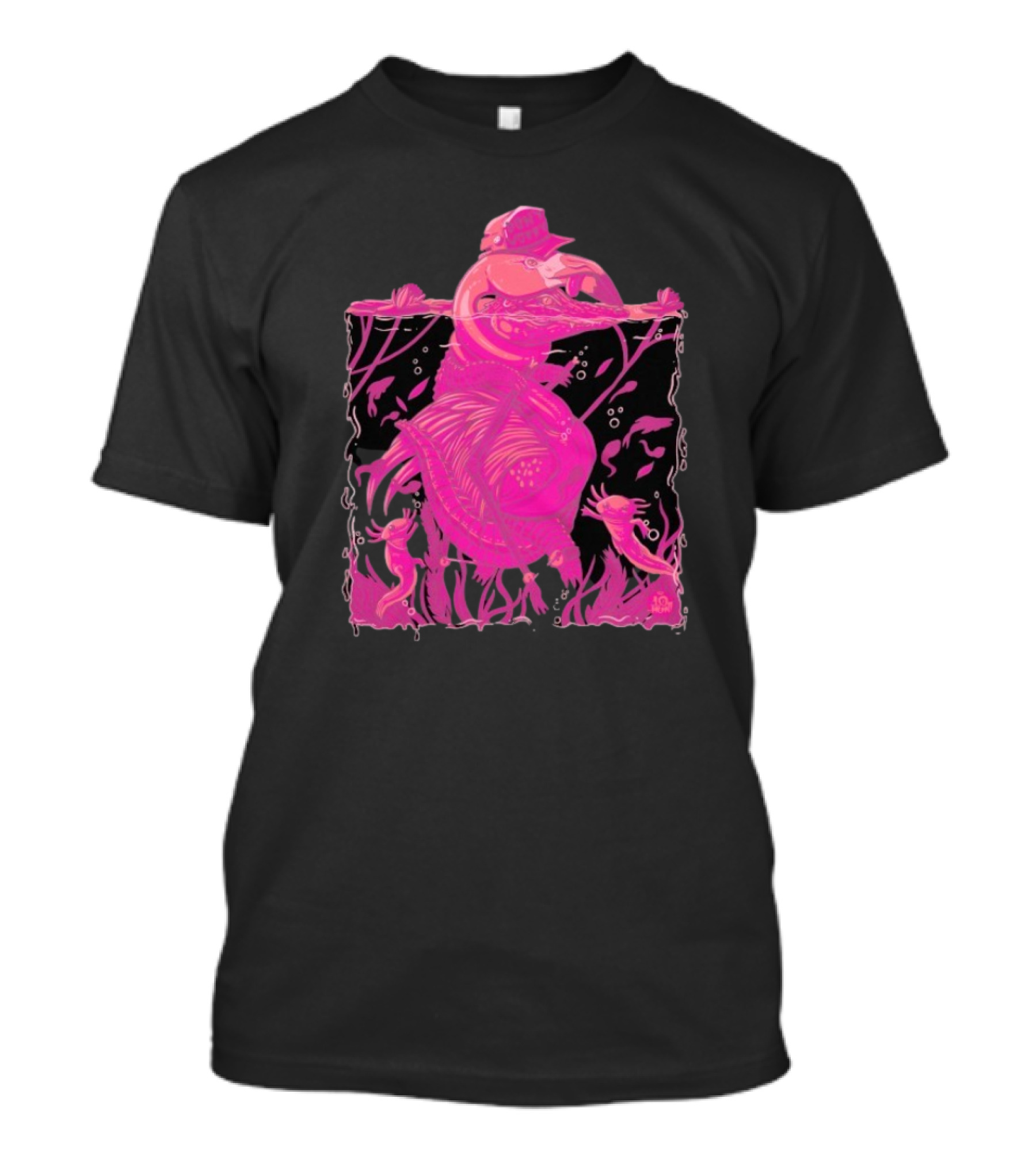 Ten Hundred Clever Girl Pink Dinosaur With Hat Underwater Artwork T-Shirt