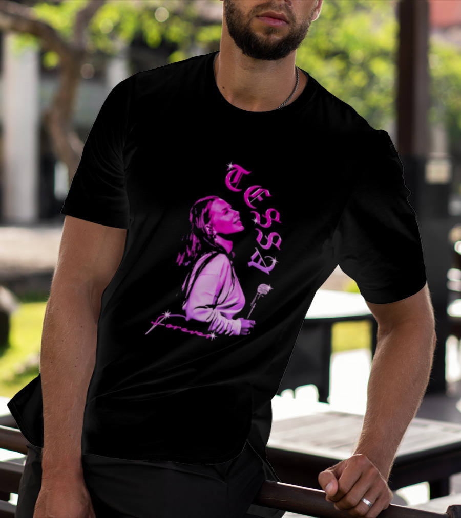 Tessa Forever Økologisk Pink Silhouette With Rose And Stars T-Shirt