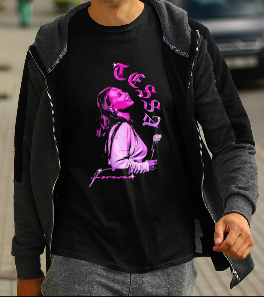 Tessa Forever Økologisk Pink Silhouette With Rose And Stars T-Shirt