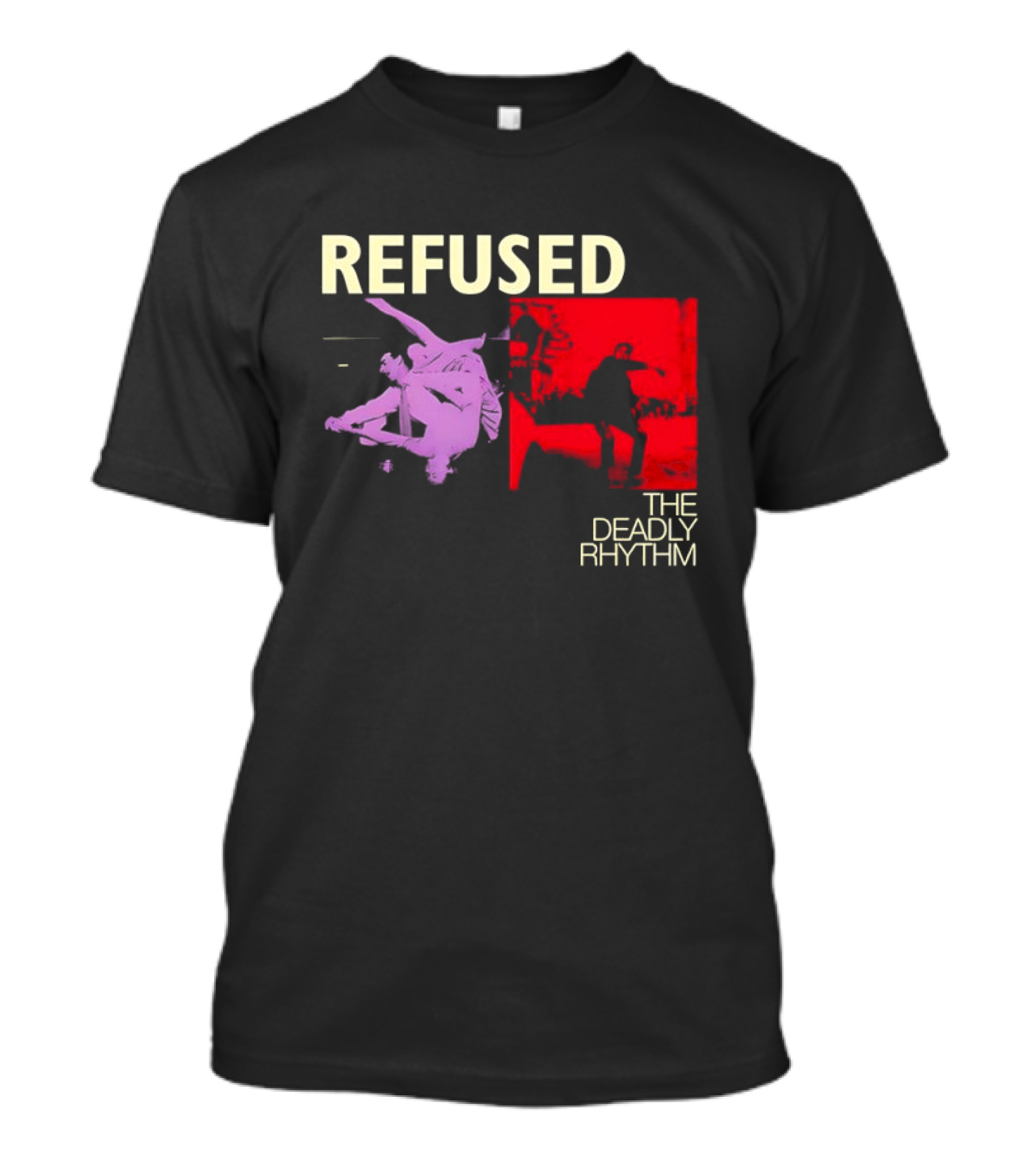 Refused The Deadly Rhythm Skater Red And Purple Imagery T-Shirt