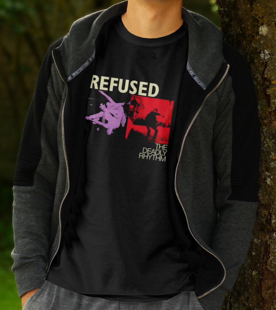 Refused The Deadly Rhythm Skater Red And Purple Imagery T-Shirt
