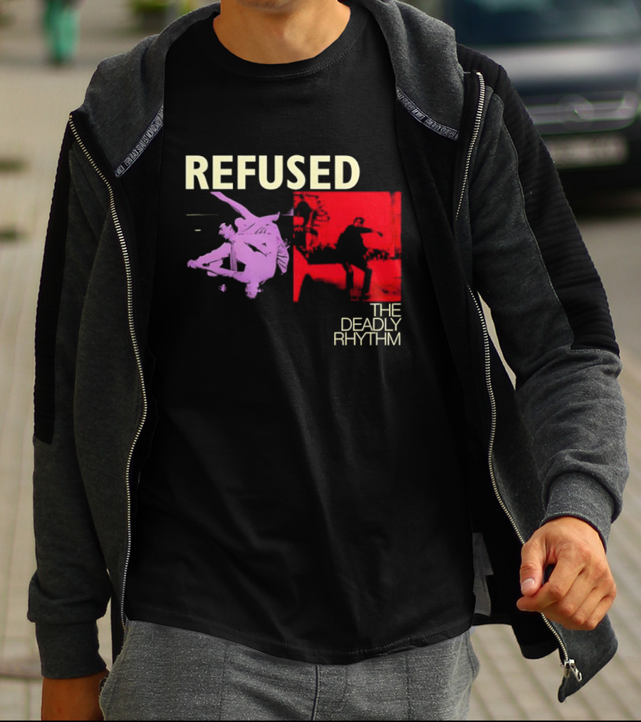 Refused The Deadly Rhythm Skater Red And Purple Imagery T-Shirt