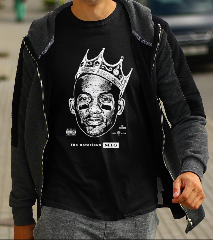 The Notorious Mig Crown Face With Parental Advisory And Labels T-Shirt