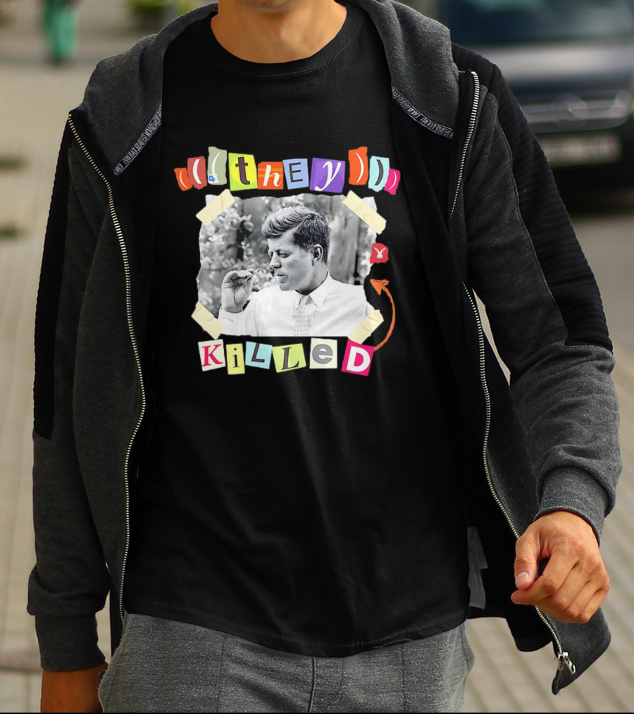 They Killed John F. Kennedy Smoking Retro Style T-Shirt