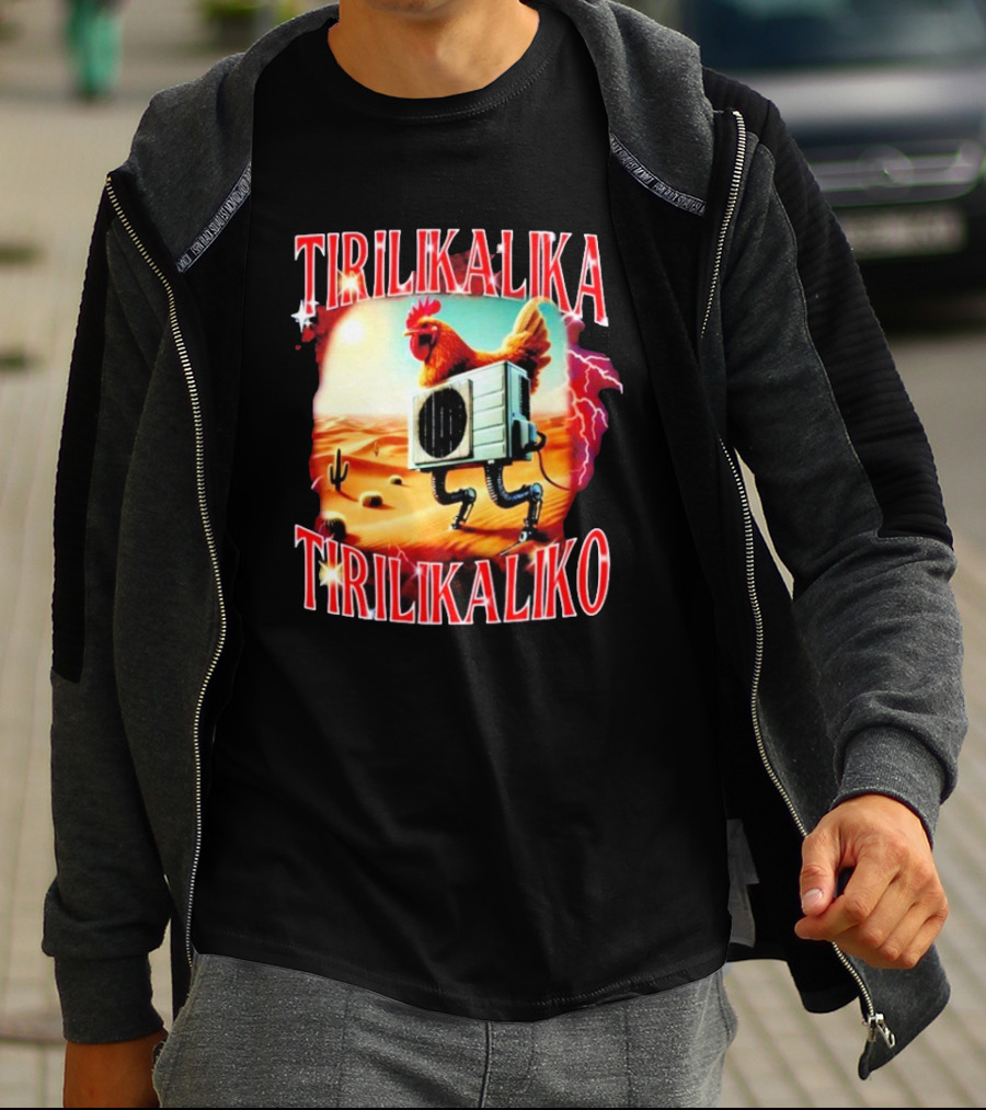Tirilikalika Tirilikaliko Chicken Robot Desert Scene T-Shirt