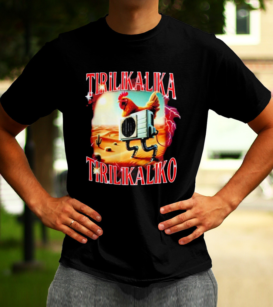 Tirilikalika Tirilikaliko Chicken Robot Desert Scene T-Shirt