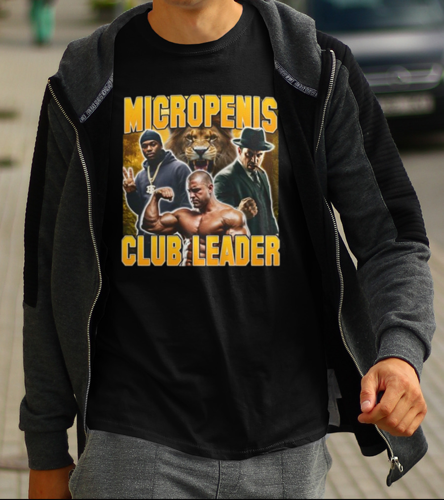 Micropenis Club Leader With Muscle Man And Lion T-Shirt