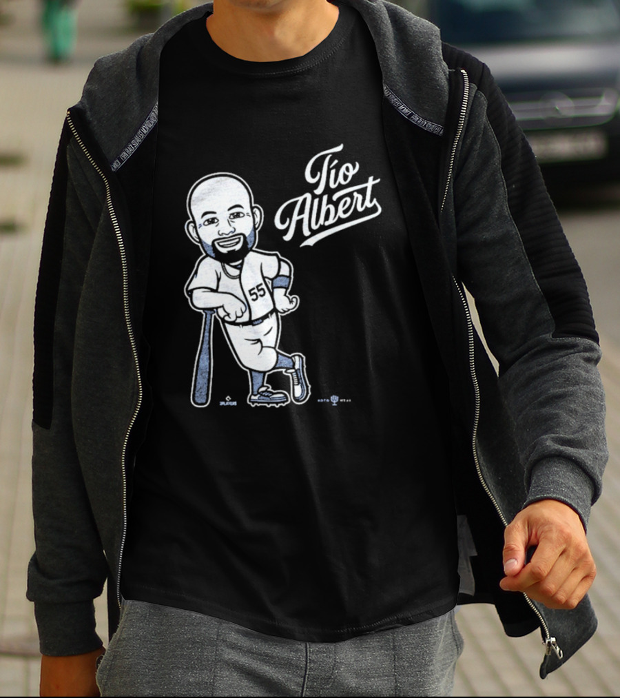 Tío Albert Baseball Player Cartoon With Bat And Number 55 T-Shirt