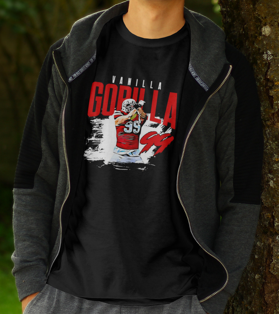 Vanilla Gorilla Number 99 Football Jersey Athlete Action Pose T-Shirt