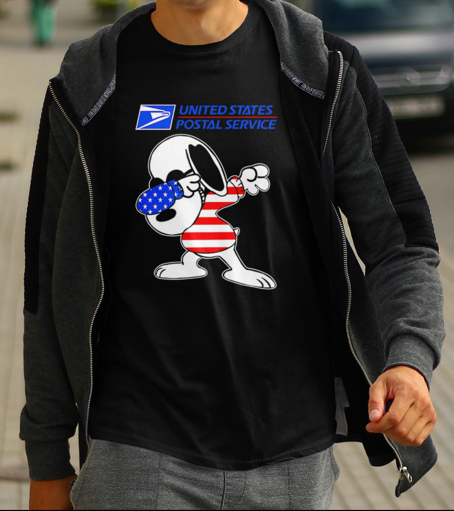 USPS United States Postal Service Snoopy Dabbing American Flag T-Shirt