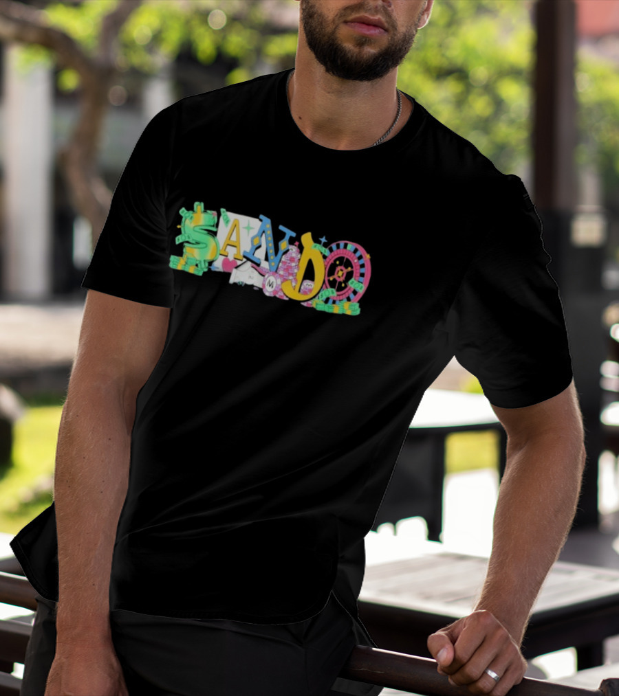 Vegas Matt Sando Casino Theme Money Roulette And Dice T-Shirt