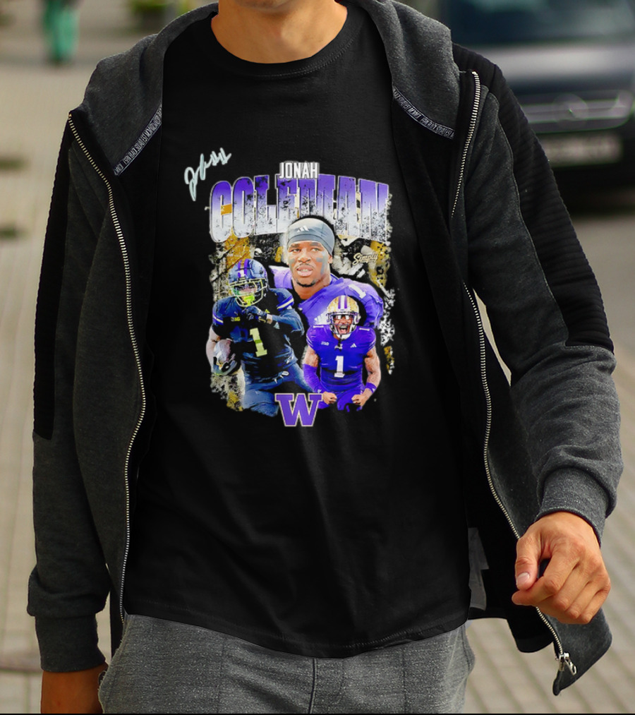 Jonah Coleman Washington Huskies Simply College Football W Player Signature T-Shirt