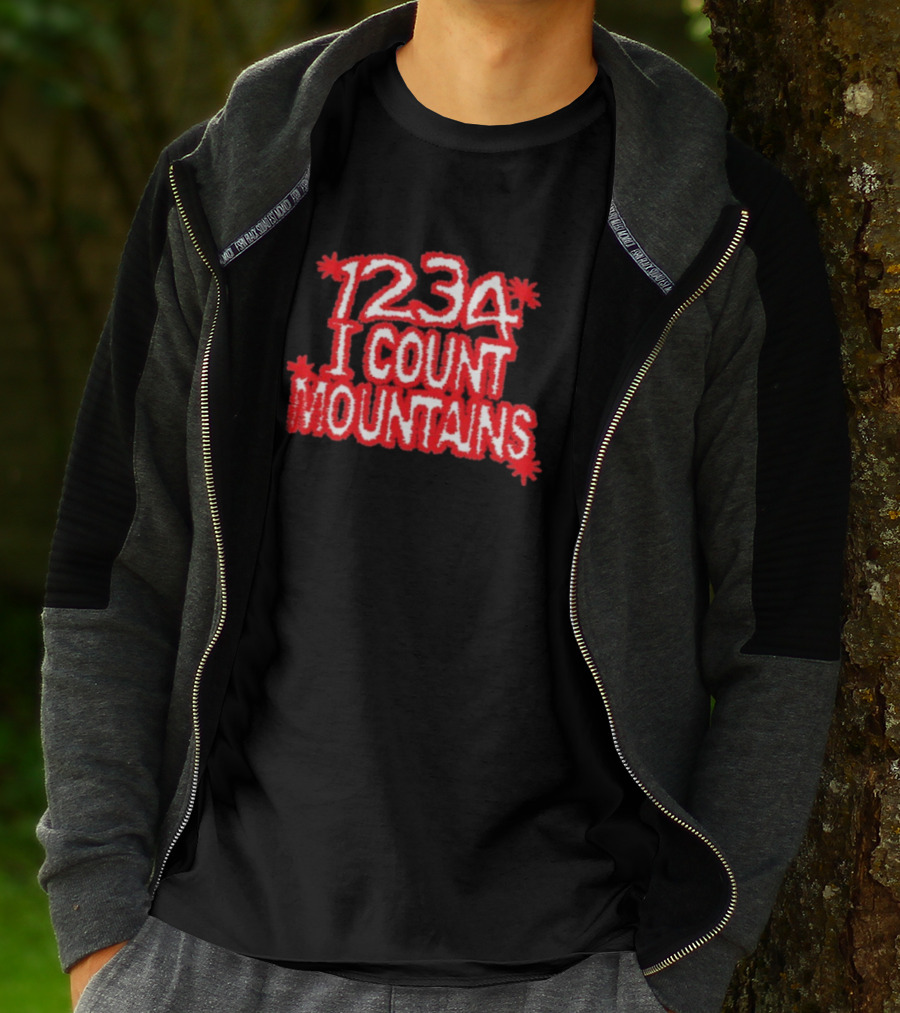 Water From Your Eyes 1234 I Count Mountains Red Text Bold Design T-Shirt