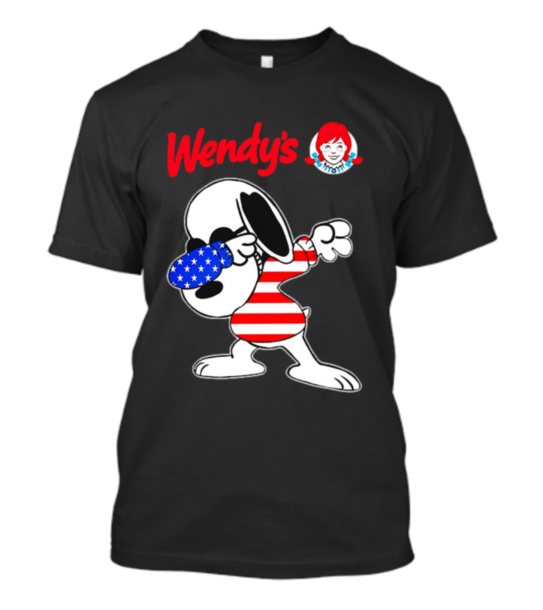 Wendy’s Snoopy Dabbing American Flag Stripes T-Shirt