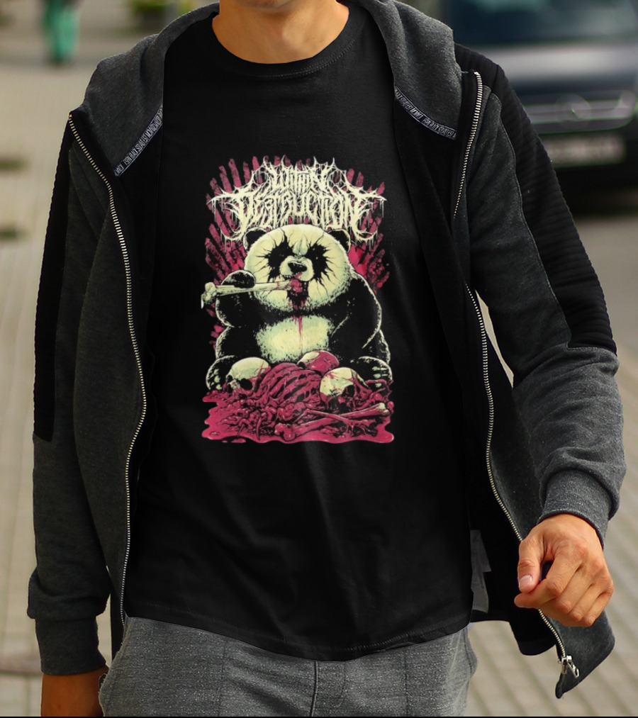 "Within Destruction Kawaii Panda Eating Noodles With Skulls And Bones" T-Shirt