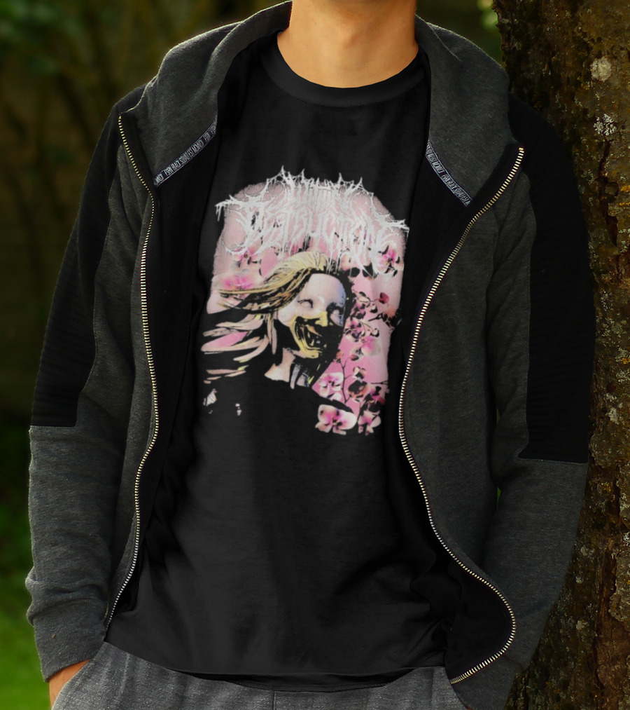 Within Destruction Yokai Cherry Blossoms Masked Face Design T-Shirt