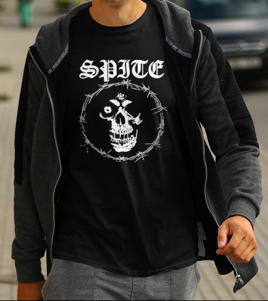 Spite Barbed Wire Skull Theme Pain Is A Place On Earth T-Shirt